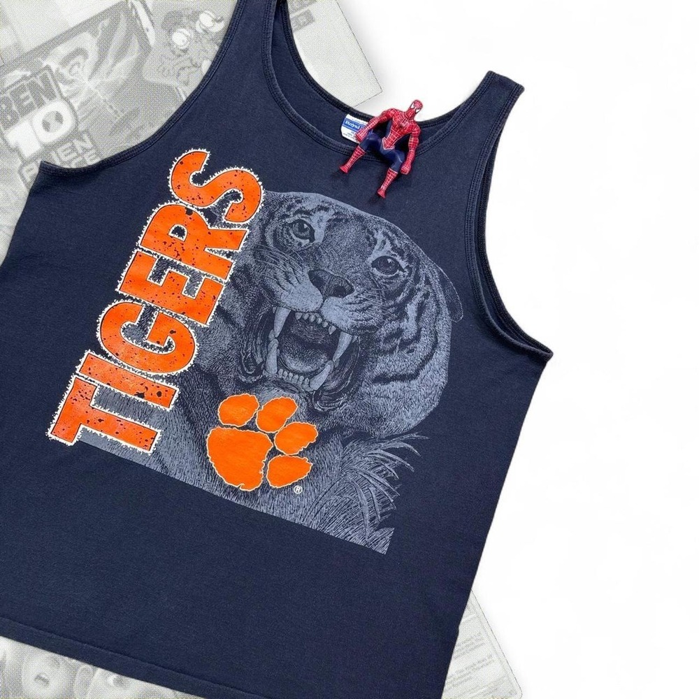 Vintage 90’s Single Stitch Clemson Tigers Graphic Tank Top / Gym Shirt